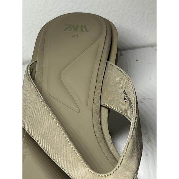 Zara Flip Flop Kitten Heels Sandals Sage Light Green Womens Size 41 - Picture 8 of 16